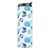 Walmuster, Niedliche Wale, Blauwale Thermosbecher (Nach links gedreht)