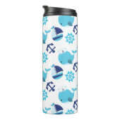 Walmuster, Niedliche Wale, Blauwale Thermosbecher (Nach rechts gedreht)