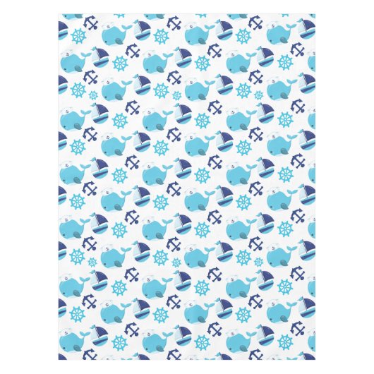Walmuster, Niedliche Wale, Blauwale Tischdecke (Vorderseite)
