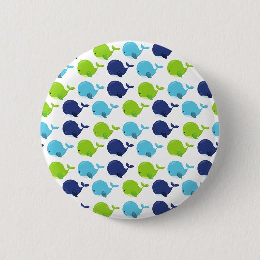 Walmuster, Niedliche Wale, Meerestiere Button (Vorderseite)