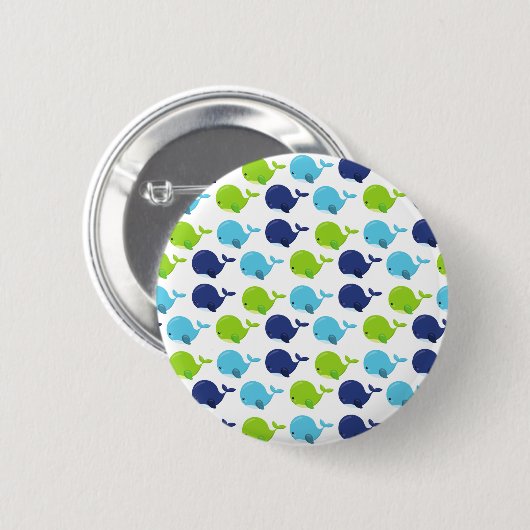 Walmuster, Niedliche Wale, Meerestiere Button (Vorne & Hinten)