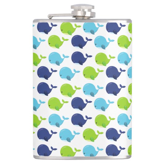 Walmuster, Niedliche Wale, Meerestiere Flachmann (Vorderseite)