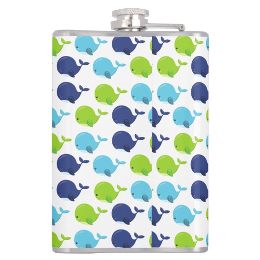 Walmuster, Niedliche Wale, Meerestiere Flachmann (Rückseite)