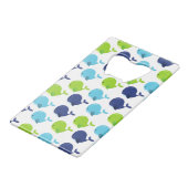 Walmuster, Niedliche Wale, Meerestiere Geldbeutel Flaschenöffner (Vorderseite Schrägansicht)