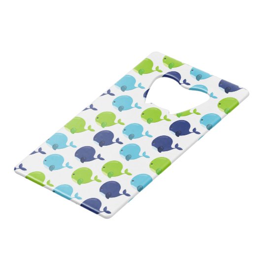 Walmuster, Niedliche Wale, Meerestiere Geldbeutel Flaschenöffner (Rückseite Schrägansicht)