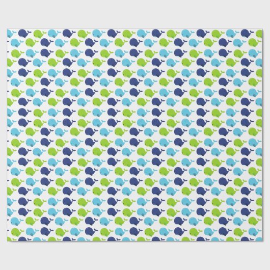 Walmuster, Niedliche Wale, Meerestiere Geschenkpapier (Flach)