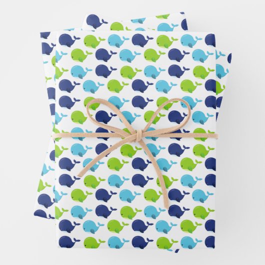 Walmuster, Niedliche Wale, Meerestiere Geschenkpapier Set (Beispiel)