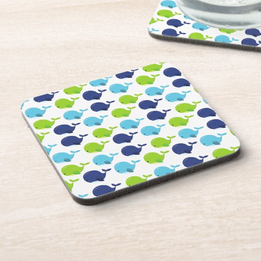 Walmuster, Niedliche Wale, Meerestiere Getränkeuntersetzer (Linke Seite)