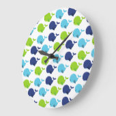 Walmuster, Niedliche Wale, Meerestiere Große Wanduhr (Winkel)