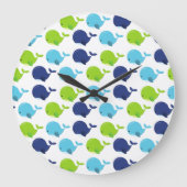 Walmuster, Niedliche Wale, Meerestiere Große Wanduhr (Vorderseite)