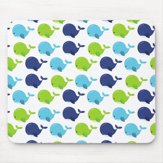 Walmuster, Niedliche Wale, Meerestiere Mousepad (Vorne)