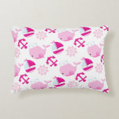 Walmuster, Niedliche Wale, rosa Wale Dekokissen (Vorderseite)