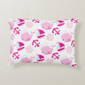 Walmuster, Niedliche Wale, rosa Wale Dekokissen (Rückseite)