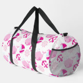Walmuster, Niedliche Wale, rosa Wale Duffle Bag (Rechte Ecke)