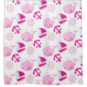 Walmuster, Niedliche Wale, rosa Wale Duschvorhang (Vorderseite)