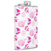 Walmuster, Niedliche Wale, rosa Wale Flachmann (Rechts)