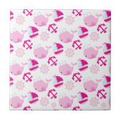 Walmuster, Niedliche Wale, rosa Wale Fliese (Vorderseite)