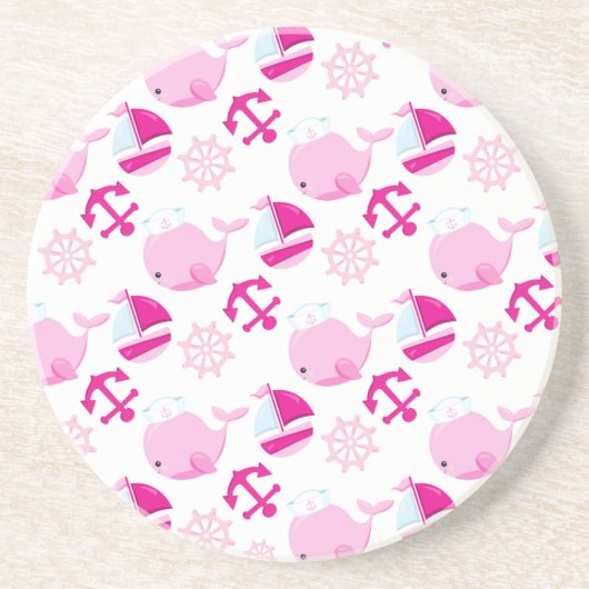 Walmuster, Niedliche Wale, rosa Wale Getränkeuntersetzer (Vorne)