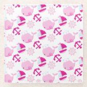 Walmuster, Niedliche Wale, rosa Wale Glasuntersetzer (Vorderseite)