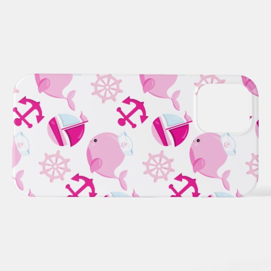 Walmuster, Niedliche Wale, rosa Wale iPhone Hülle (Rückseite (Horizontal))