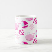 Walmuster, Niedliche Wale, rosa Wale Kaffeetasse (Mittel)