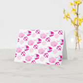 Walmuster, Niedliche Wale, rosa Wale Karte (Gelbe Blume)