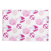 Walmuster, Niedliche Wale, rosa Wale Kissenbezug (Rückseite)