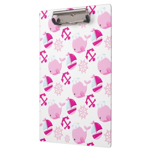 Walmuster, Niedliche Wale, rosa Wale Klemmbrett (Links)