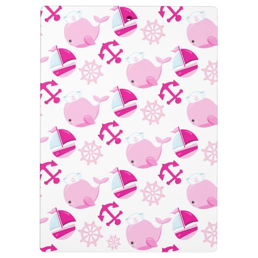 Walmuster, Niedliche Wale, rosa Wale Klemmbrett (Rückseite)