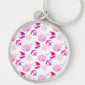Walmuster, Niedliche Wale, rosa Wale Schlüsselanhänger (Vorne)