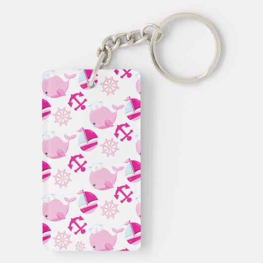 Walmuster, Niedliche Wale, rosa Wale Schlüsselanhänger (Rückseite)
