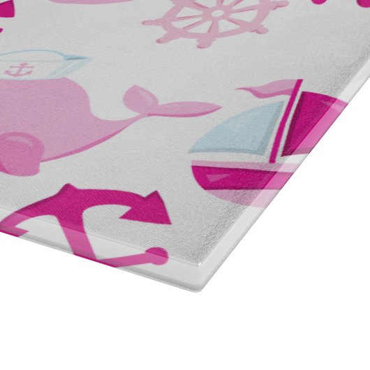 Walmuster, Niedliche Wale, rosa Wale Schneidebrett (Ecke)