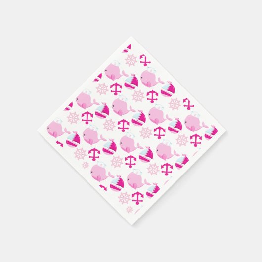 Walmuster, Niedliche Wale, rosa Wale Serviette (Ecke)