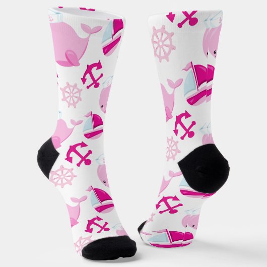 Walmuster, Niedliche Wale, rosa Wale Socken (Gewinkelt)