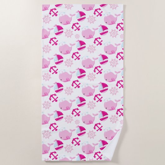 Walmuster, Niedliche Wale, rosa Wale Strandtuch (Vorderseite)