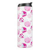 Walmuster, Niedliche Wale, rosa Wale Thermosbecher (Nach links gedreht)