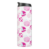 Walmuster, Niedliche Wale, rosa Wale Thermosbecher (Nach rechts gedreht)