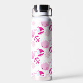 Walmuster, Niedliche Wale, rosa Wale Trinkflasche (Rückseite)