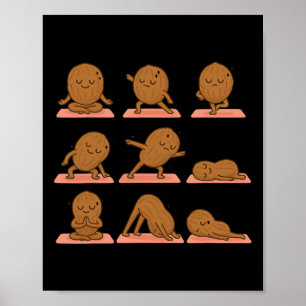 Walnuss macht Yoga Vegan Kawaii Zen Meditation Poster