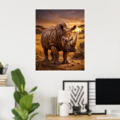 Walnuss-Nashorn-Ebenen Poster (Heimbüro)
