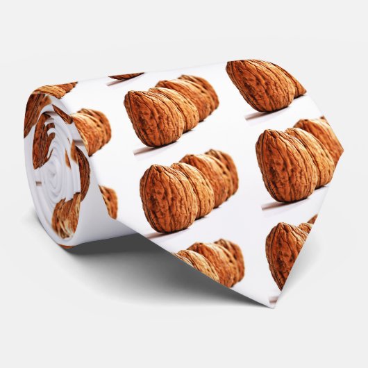 Walnussmuster auf Weiß Krawatte (Gerollt)