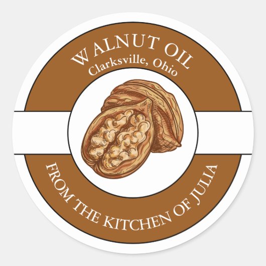 Walnussöl-Etikett Runder Aufkleber (Vorderseite)