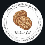 Walnussöl Modernes Etikett Runder Aufkleber<br><div class="desc">Speziell für Sie!</div>