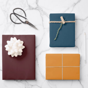 Walnut, Aegean Blue und Honey Geschenkpapier Set