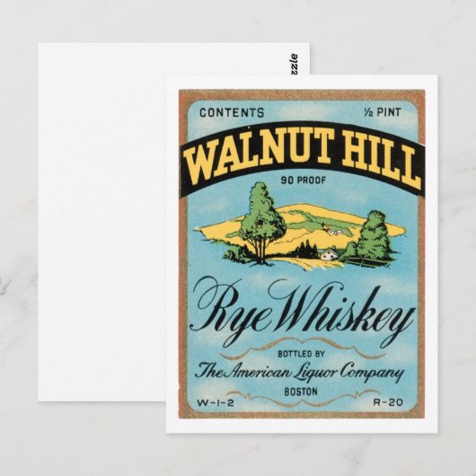 Walnut Hill Rye Whiskey Postkarte (Vorne/Hinten)