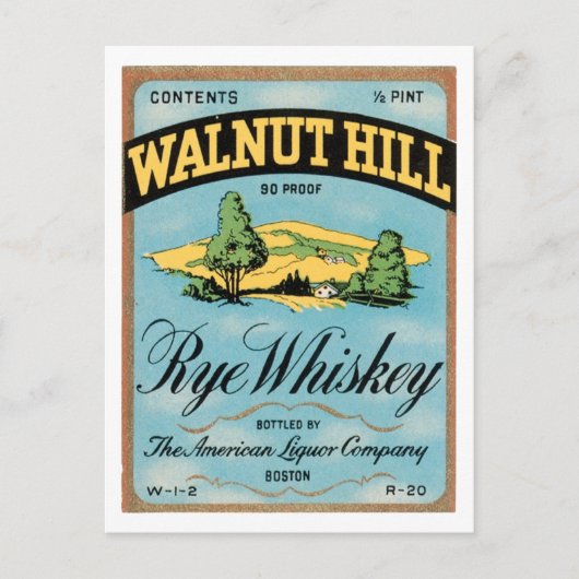 Walnut Hill Rye Whiskey Postkarte (Vorderseite)