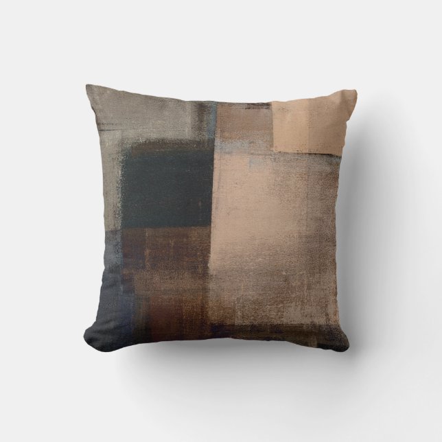 'Walnut' neutrale Abstrakte Art Throw Kissen (Vorderseite)