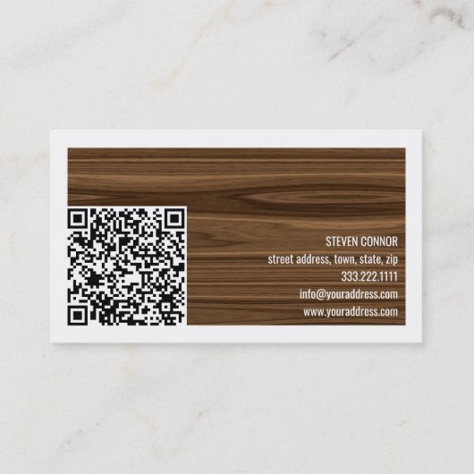Walnut Tree Holz Design White Border Card Visitenkarte (Rückseite)