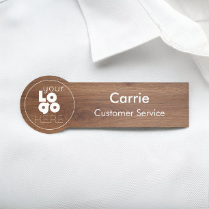 Walnut Wood Grain Business Logo Mitarbeiter Tag Namensschild
