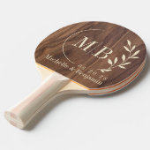 Walnut Wood Leaf Wedding Monogram Tischtennis Schläger (Vorderseite)